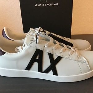 A|X ARMANI EXCHANGE Men's Metallic Logo Tennis-Style Sneaker